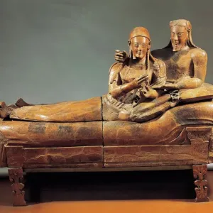 Painted Terracotta Sarcophagus Print, 520 BCE Painted Terracotta Sarcophagus Print, 520 BCE