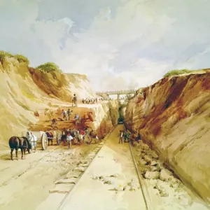 Print of a Railway Cutting, 1841 Print of a Railway Cutting, 1841
