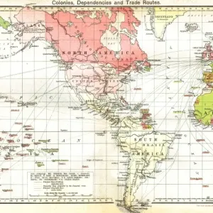 19th Century British Empire Print in Pink Shading 19th Century British Empire Print in Pink Shading