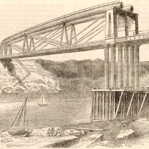Wrought Iron Tubular Trussed Bridge Print, c1885 Wrought Iron Tubular Trussed Bridge Print, c1885