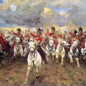 Print of the Scots Greys at Waterloo