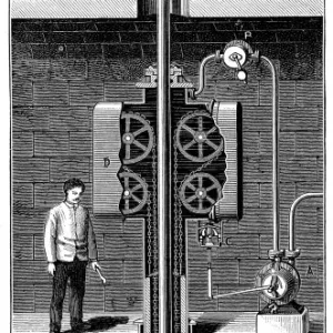 Leon Edoux's Hydraulic Passenger Lift Print, 1887 Leon Edoux's Hydraulic Passenger Lift Print, 1887
