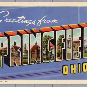 Carta di auguri da Springfield, Ohio. ca. 1941, Springfield, Ohio, USA, Carta di auguri da Springfield, Ohio Carta di auguri da Springfield, Ohio. ca. 1941, Springfield, Ohio, USA, Carta di auguri da Springfield, Ohio