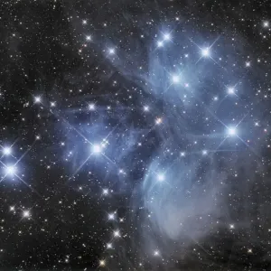 Pleiades Star Cluster Print with Nebulosity Pleiades Star Cluster Print with Nebulosity