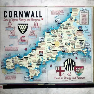 Cornwall Print, 1933 Oil on Map Cornwall Print, 1933 Oil on Map