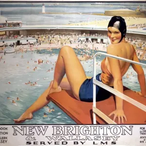 New Brighton and Wallasey Print, 1923-1947 LMS Railway Poster New Brighton and Wallasey Print, 1923-1947 LMS Railway Poster
