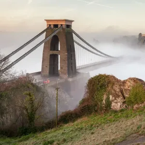 Misty Morning at Clifton Suspension Bridge Print Misty Morning at Clifton Suspension Bridge Print