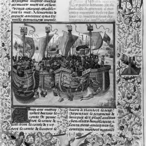 Battle Of Guernsey Illuminated Manuscript Print (1400s)