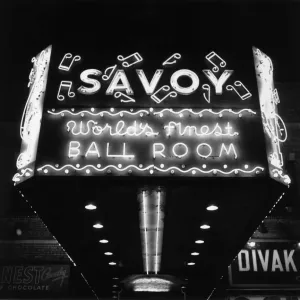Savoy Ballroom 1947 Print: Neon Marquee at Night in Harlem