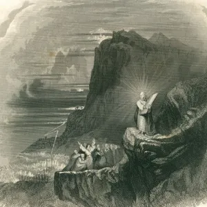 Moses and the Ten Commandments Print, circa 1850 Moses and the Ten Commandments Print, circa 1850