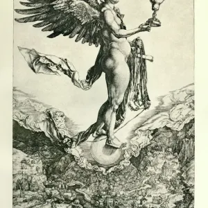 Nemesis Vintage Engraving by Albrecht Durer, c.1502 Print Nemesis Vintage Engraving by Albrecht Durer, c.1502 Print