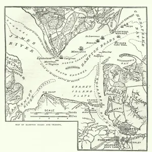 Map of the Battle of Hampton Roads Vintage Engraving Print Map of the Battle of Hampton Roads Vintage Engraving Print