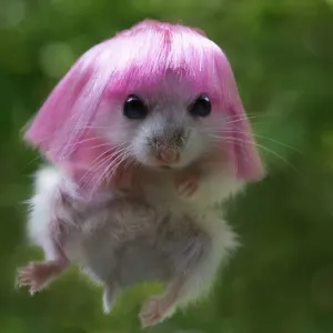 Funny Hamster with Wig Print - Fine Art Storehouse