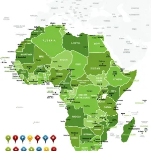 Africa Green High Detailed Map Print with Navigation Icons Africa Green High Detailed Map Print with Navigation Icons