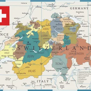 Switzerland Map Print - Vector Illustration Switzerland Map Print - Vector Illustration