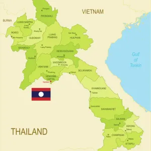 Laos Map Print: Southeast Asia Geographic Position Laos Map Print: Southeast Asia Geographic Position