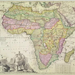 Hand-Coloured Engraving Print of Private Collection Map of Africa Hand-Coloured Engraving Print of Private Collection Map of Africa