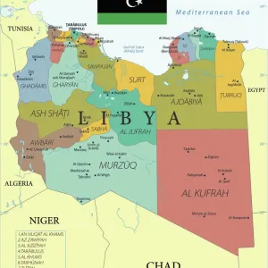 Reference Map of Libya Print: North African Nation Reference Map of Libya Print: North African Nation
