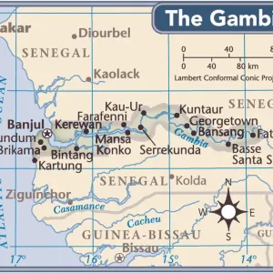 Die Karte des Landes Gambia Die Karte des Landes Gambia