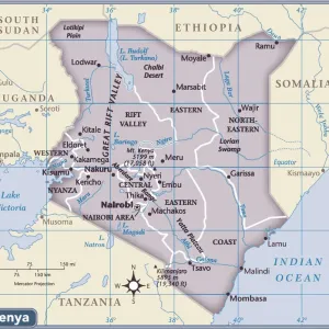 Mapa del país de Kenia. Mapa del país de Kenia.