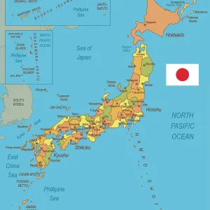 Map of Japan with flag Map of Japan with flag