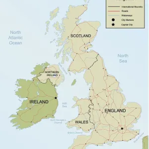 Detailed Hand-Drawn Map of the UK Print Detailed Hand-Drawn Map of the UK Print