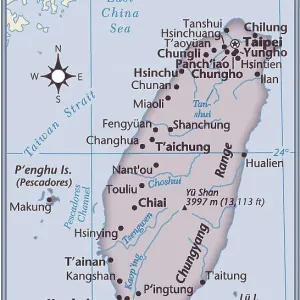 Carte du pays Taïwan. Carte du pays Taïwan.