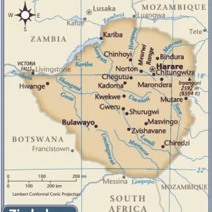 Mapa del país de Zimbabue. Mapa del país de Zimbabue.