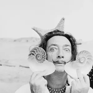Salvador Dali with Shells Print, 1955 Salvador Dali with Shells Print, 1955