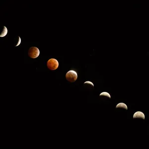 Composite of Total Lunar Eclipse in a dark sky