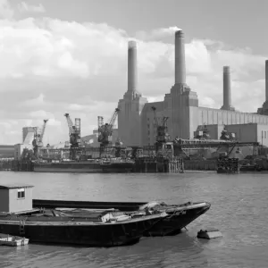 Battersea Power Station Print: A Ship Unloading at the Pier Battersea Power Station Print: A Ship Unloading at the Pier