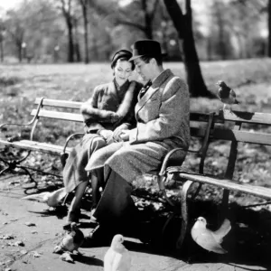 Print of a 1950s couple in a park Print of a 1950s couple in a park