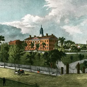 Rutgers University Campus 1844 Lithograph Print Rutgers University Campus 1844 Lithograph Print