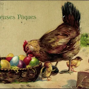 Fine Art Print of Easter Hen with Chicks Fine Art Print of Easter Hen with Chicks