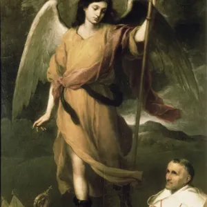 Archangel Raphael Print with Bishop Domonte Oil on Canvas Archangel Raphael Print with Bishop Domonte Oil on Canvas