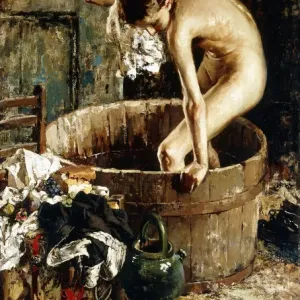 Vincenzo Irolli's Bathing (Oil on Canvas Print)
