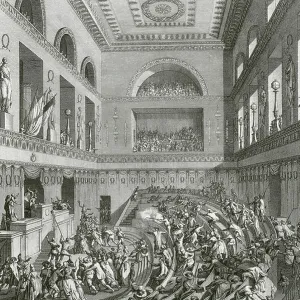 French Revolution Print: Engraving of National Convention Scene French Revolution Print: Engraving of National Convention Scene