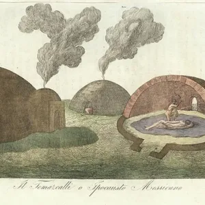 Temazcalli Ritual, Mesoamerica Print, 1843 Temazcalli Ritual, Mesoamerica Print, 1843