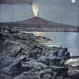Etna Eruption Print, 1893 Engraving Etna Eruption Print, 1893 Engraving