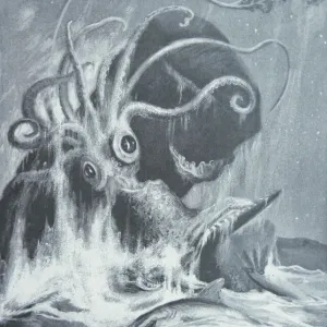 The Kraken vs. Sperm Whales Print, 1900 (litho) The Kraken vs. Sperm Whales Print, 1900 (litho)