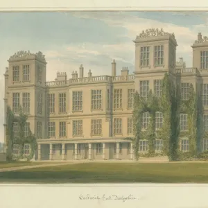 Hardwick Hall Print, Derbyshire 1813 Watercolour on Paper Hardwick Hall Print, Derbyshire 1813 Watercolour on Paper