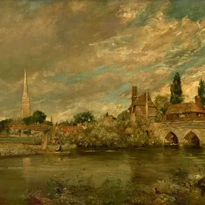The Bridge of Harnham and Salisbury Cathedral Print The Bridge of Harnham and Salisbury Cathedral Print