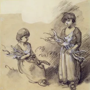 Study of Girls Carrying Faggots Print Study of Girls Carrying Faggots Print