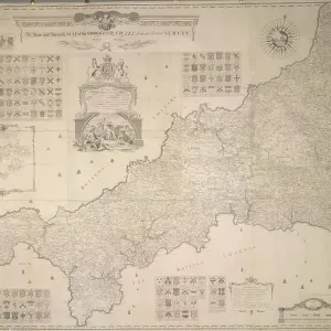 A Map of Cornwall (1748/1749) Print, British Library Archive A Map of Cornwall (1748/1749) Print, British Library Archive