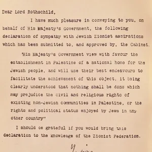 Copy of the Balfour Declaration Print Copy of the Balfour Declaration Print