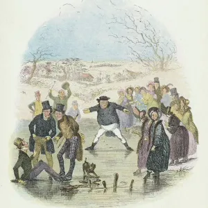 Señor Pickwick se desliza. Ilustración de Phiz (Hablot Knight Browne - 1815-1882) para Charles Dickens (1812-1870) Papeles póstumos del Club Pickwick, publicados originalmente en Londres, 1836-1837. Señor Pickwick se desliza. Ilustración de Phiz (Hablot Knight Browne - 1815-1882) para Charles Dickens (1812-1870) Papeles póstumos del Club Pickwick, publicados originalmente en Londres, 1836-1837.