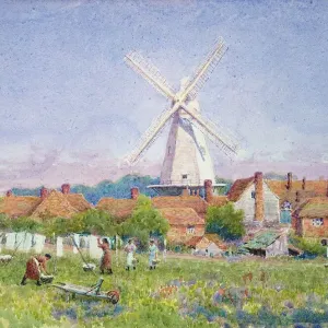 Frauen hängen das Waschzeug, Cranbrook-Mühle, Kent