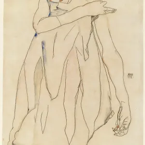 Egon Schiele's Dancer Print, 1913 Watercolor Egon Schiele's Dancer Print, 1913 Watercolor