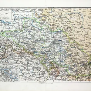 Carte de Silésie, Pologne, 1899. Carte de Silésie, Pologne, 1899.
