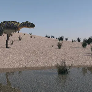 Aucasaurus läuft entlang der Küste.
